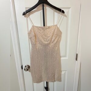 Fashion Nova Champagne Sequin Mini Dress